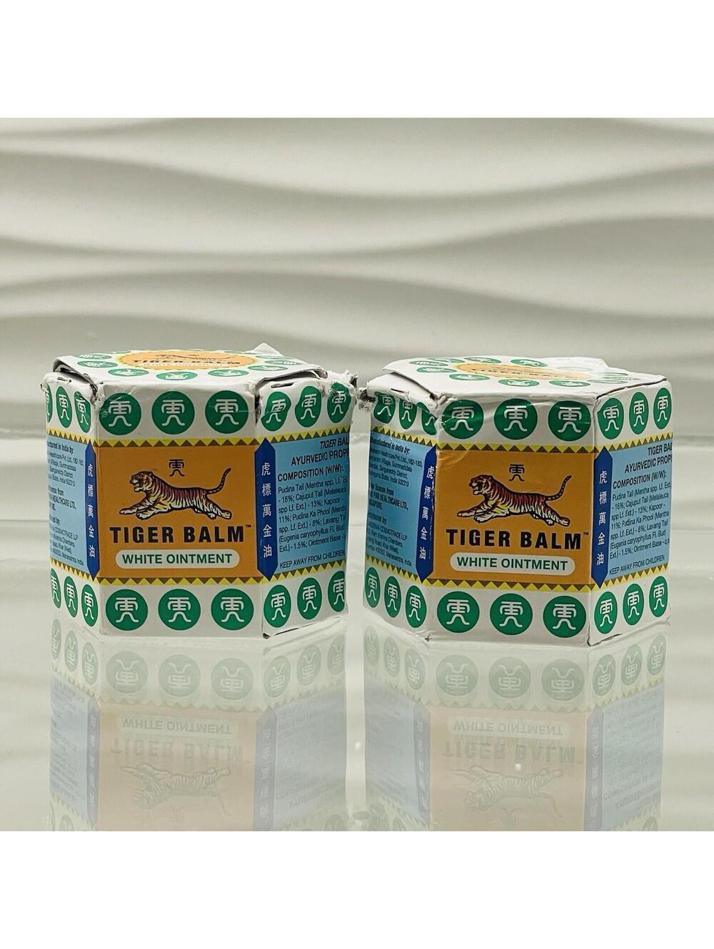 2 Pack Tiger Balm White 21ml Jars Cooling Herbal Balm Exp 01/2029